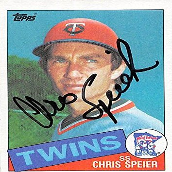Sports Memorabilia Autograph Warehouse 246404 Chris Speier Autographed Baseball Card - Minnesota Twins 1985 Topps - No. 577
