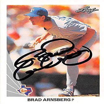 Sports Memorabilia Autograph Warehouse 246323 Brad Arnsberg Autographed Baseball Card - Texas Rangers 1990 Leaf - No. 495