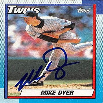 Sports Memorabilia Autograph Warehouse 245111 Mike Dyer Autographed Baseball Card - Minnesota Twins 1990 Topps - No. 576