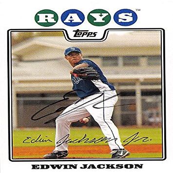 Sports Memorabilia Autograph Warehouse 247755 Edwin Jackson Autographed Baseball Card - Tampa Rays 2008 Topps - No. 354