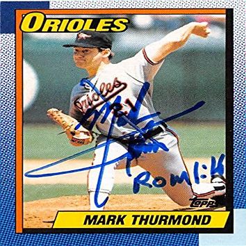 Sports Memorabilia Autograph Warehouse 247262 Mark Thurmond Autographed Baseball Card - Baltimore Orioles 1990 Topps - No. 758