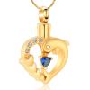 constantlife Dolphin Cremation Jewelry for Ashes Memorial Urn Necklace Stainless Steel Keepsake Heart Crystal Pendant (Golden+Blue) view 1