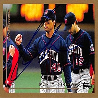 Sports Memorabilia Autograph Warehouse 270145 Marty Cordova Autographed Baseball Card - Minnesota Twins, FT 1999 Topps - No. 312