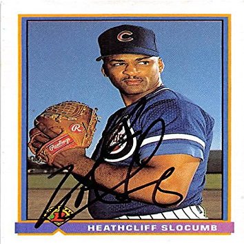 Sports Memorabilia Autograph Warehouse 248403 Heathcliff Slocumb Autographed Baseball Card - Chicago Cubs 1991 Topps Bowman - No. 421