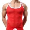 Mendove Men's Stripe Mesh See-Through Muscle Shirt Size XL Red view 1