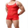 Mendove Men's Stripe Mesh See-Through Muscle Shirt Size XL Red view 2