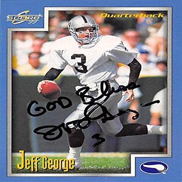 Sports Memorabilia Autograph Warehouse 249522 Jeff George Autographed Football Card - Oakland Raiders 1999 Score - No. 106 God Bless