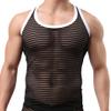 Mendove Men's Stripe Mesh See-Through Muscle Shirt Size M Black view 1