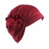 xzbailisha Women Turban Stretch Flower Polyester Indian Hat Chemo Cap Wine view 1