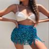 MUNAFIE Women's Belly Dance Hip Scarf Performance Outfits Skirt Festival Clothing Sky Blue view 3