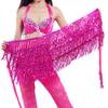 MUNAFIE Women's Belly Dance Hip Scarf Performance Outfits Skirt Festival Clothing Rose Red,One Size view 2