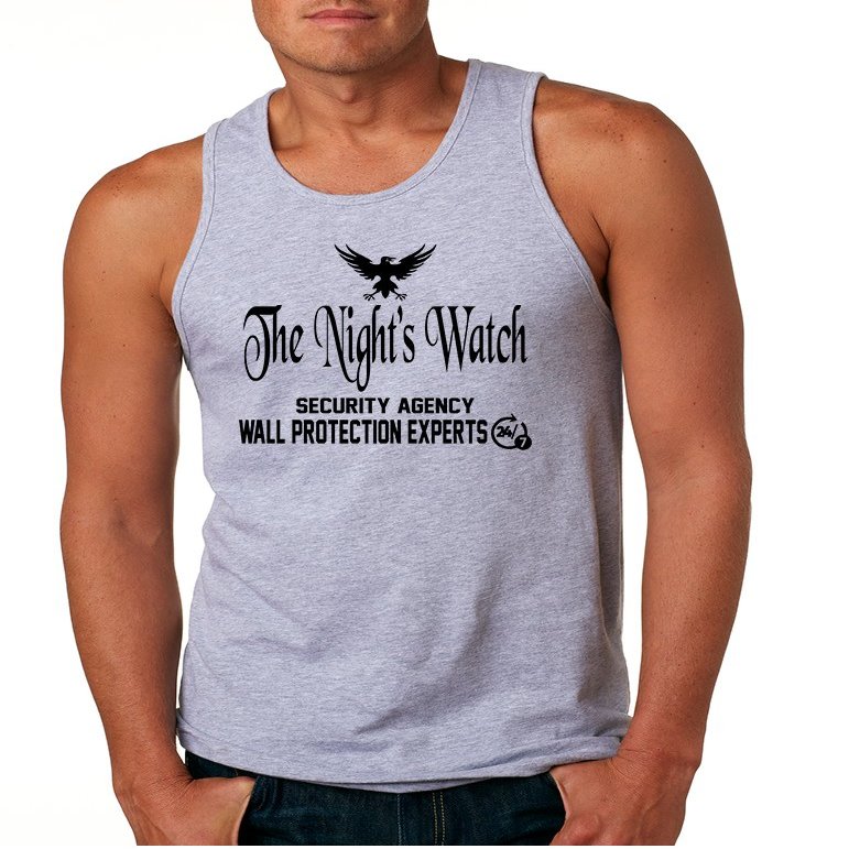 ALLNTRENDS Men's Tank Top The Night Watch Security Agency Gift Cool Top (L, Heather Grey)