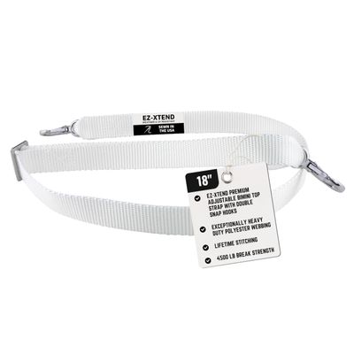 EZ-Xtend Premium Pontoon Boat Accessories Adjustable Bimini Top Strap with Double Snap Hook Stainless Steel Boat Bimini Top Hardware, Pontoon Canopy Replacement Straps (Package of 1, White 14"- 18")