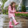 Puddle Play Rain Boots Pink Hearts Design - Size 9 Toddler view 3