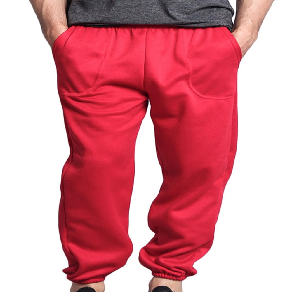 Men's Elastic Cuff Fleece Sweatpants - HILLSP - Red - 2X-Large