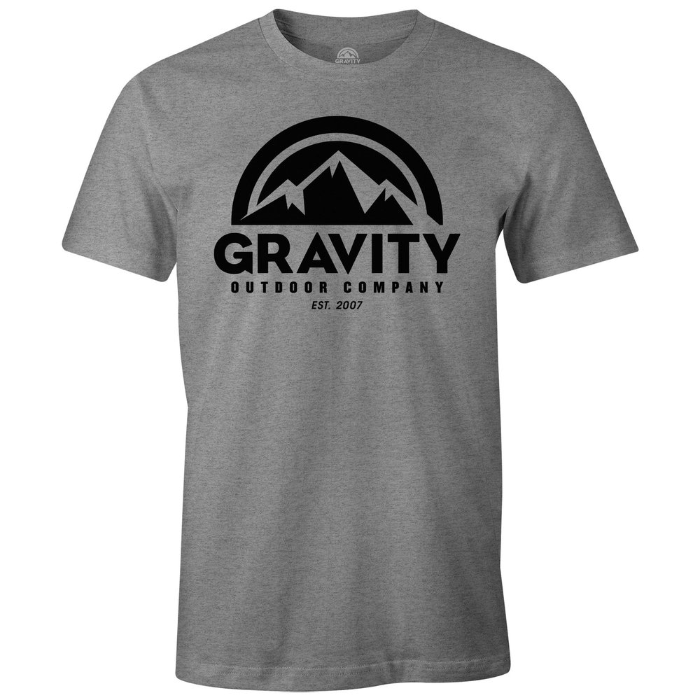 Gravity Outdoor Co. Mens AA USA Made Short-Sleeve T-Shirt - Black Logo - Heather Grey - XL