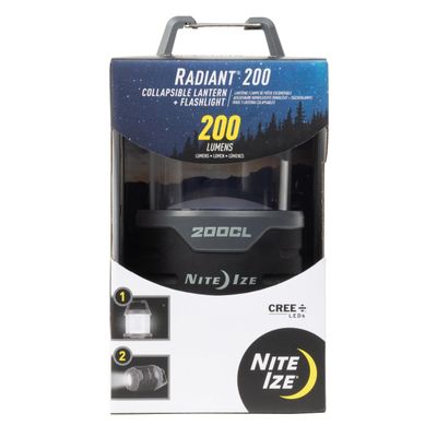 Nite Ize Radiant 200 Collapsible LED Lantern and Flashlight - 200 Lumen Convertible LED Lantern to Flashlight - Compact Essentials for Camping & Hiking Gear