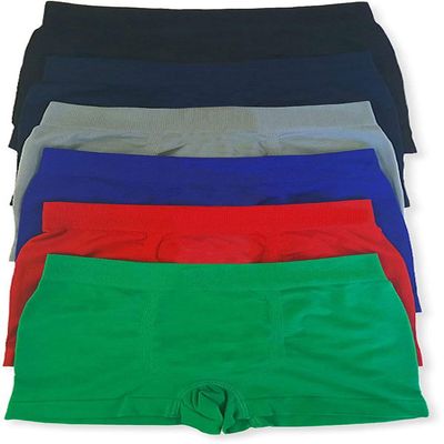 Boy's Pack of 6 Seamless Boxer Briefs Panty Sets (Solid)