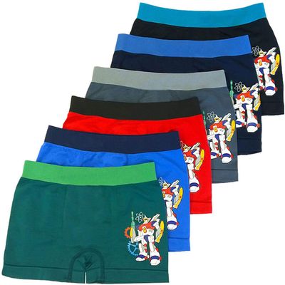 Boy's Pack of 6 Seamless Boxer Briefs Panty Sets (Anime Robots)