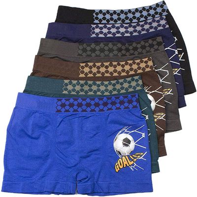 Boy's Pack of 6 Seamless Boxer Briefs Panty Sets (Goal)