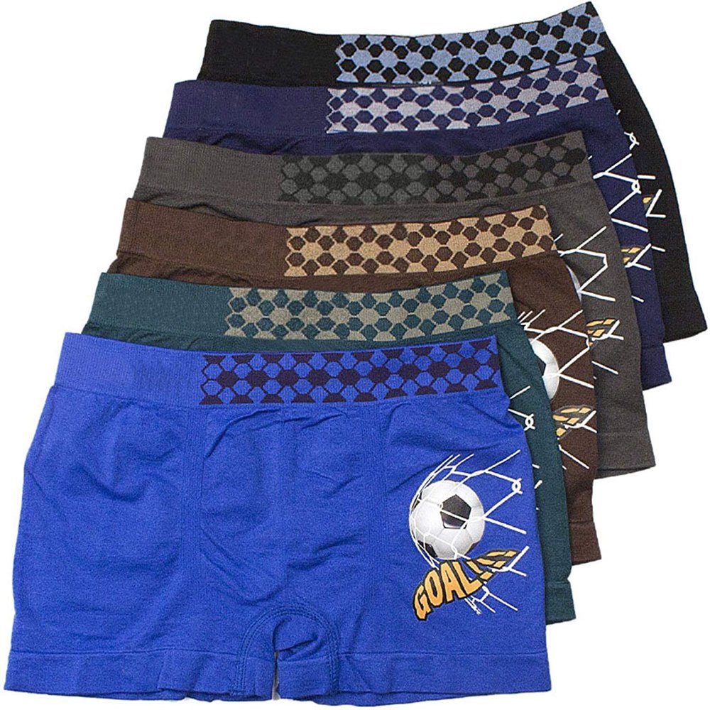 Boy's Pack of 6 Seamless Boxer Briefs Panty Sets (Goal)