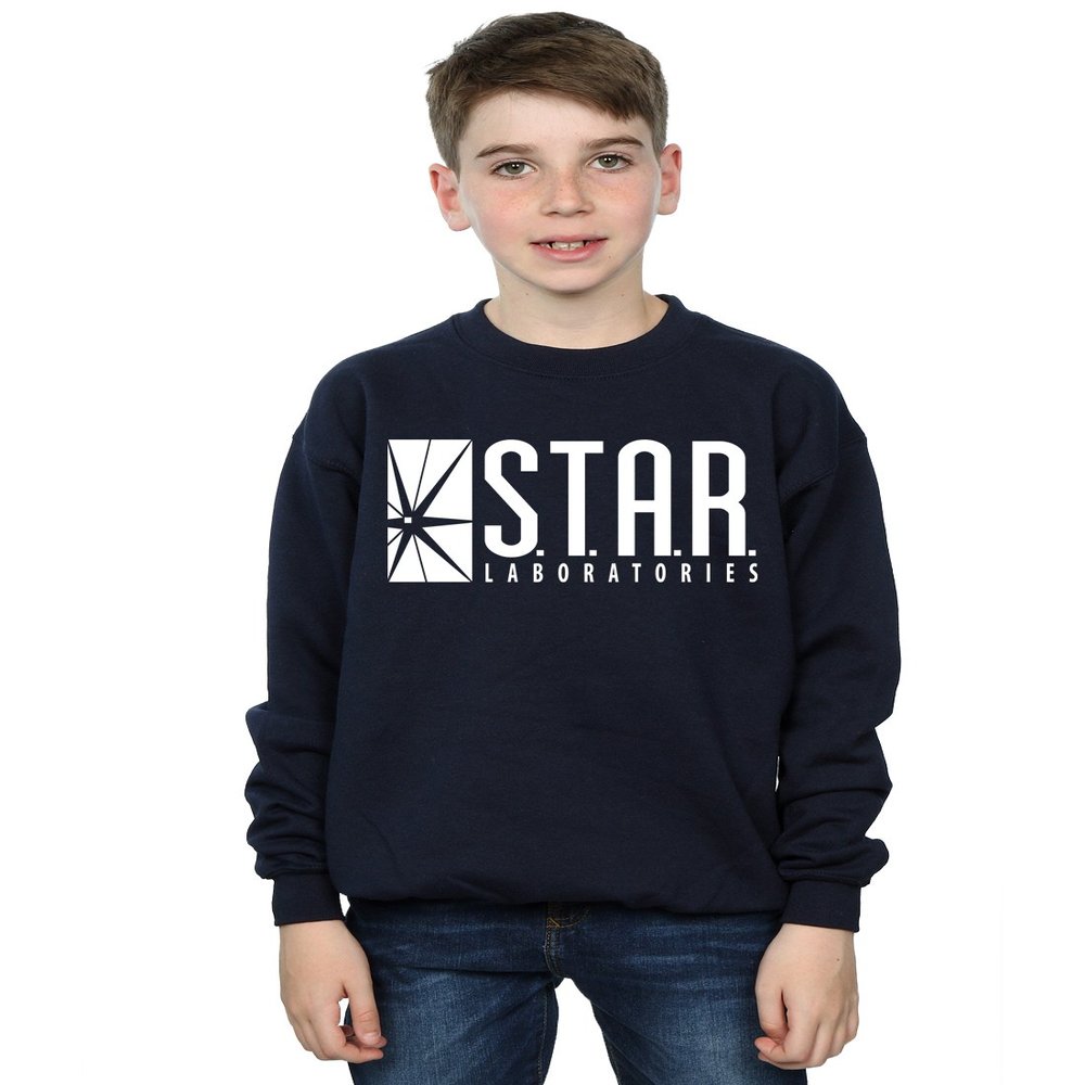 DC Comics Boys The Flash Star Labs Sweatshirt 5-6 Years Navy Blue