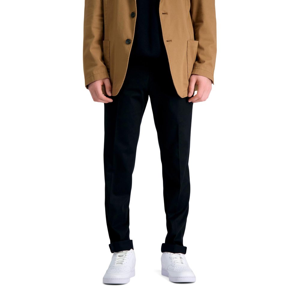 Haggar Men's Premium No Iron Khaki Straight Fit & Slim Fit Flat Front Casual Pant, Solid Black, 36W x 34L