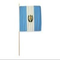 12x18 inch Guatemala flag mounted on a 24 inch (2 Foot) wooden stick staff (Super Polyester) Cloth Fabric (Sewn Edges for Durability) 12"x18" 12 x 18 for more