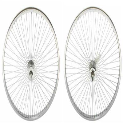 Lowrider Chrome 26" 144 Spoke Wheel Set. Front and Back Coaster Wheel