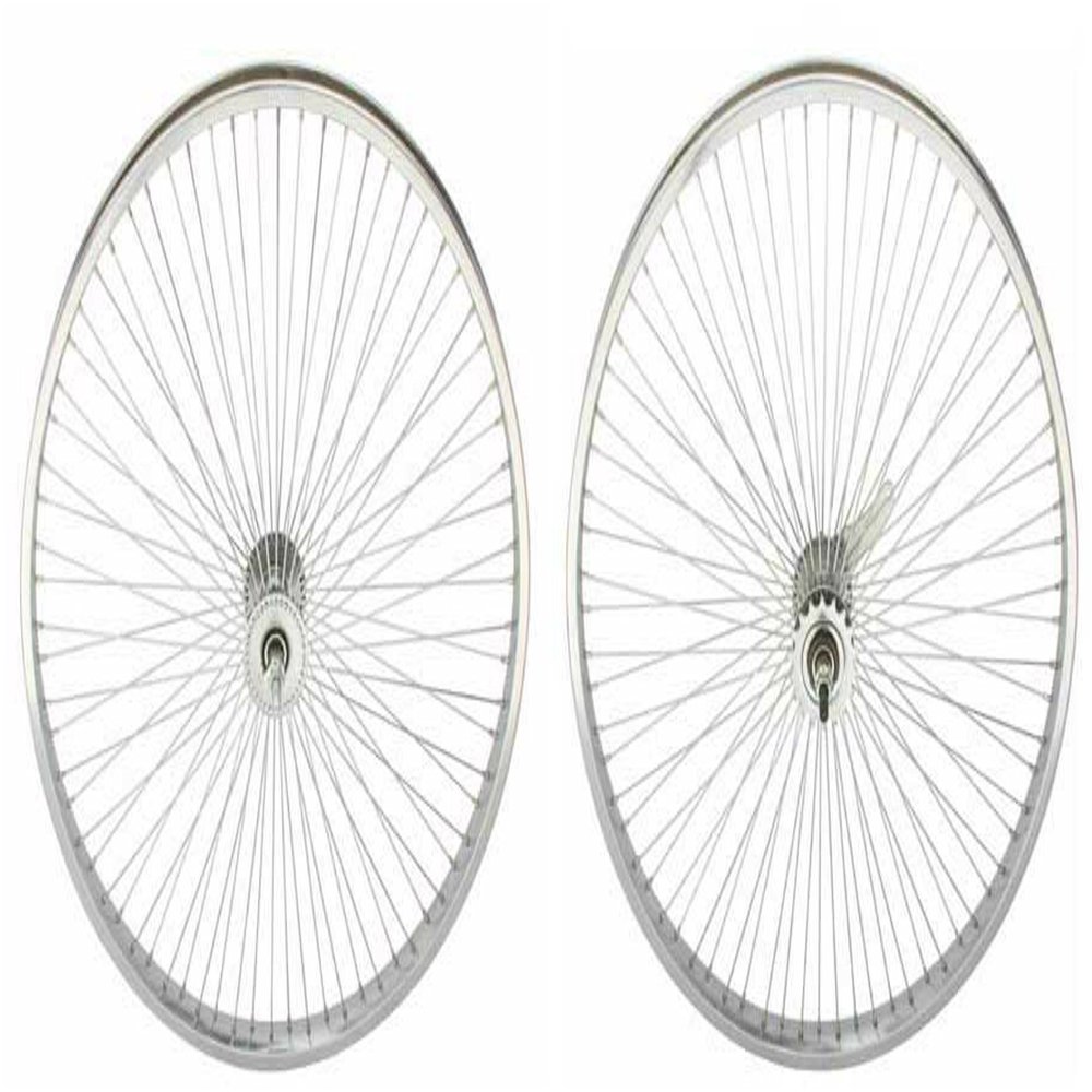 Lowrider Chrome 26" 144 Spoke Wheel Set. Front and Back Coaster Wheel