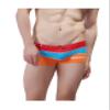Legou Men's Beach Pants Shorts Stripe Color Matching Boxer Swimwear Red+Sky Blue+Orange L view 1