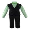 Luca Gabriel Toddler Boys' 5 Piece Vest Shirt Bow Tie Pant and Hanky Set - Green/Black - 3t view 1
