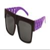 Retro Flat Top Oversized Square Chain Arm Sunglasses (Black & Purple Frame, Black) view 1