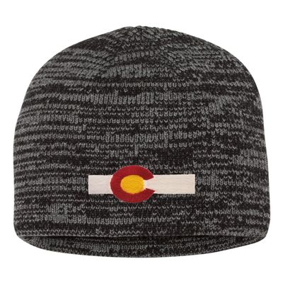 Go All Out One Size Black/Dark Grey Marled Colorado Flag Embroidered Knit Beanie Cap