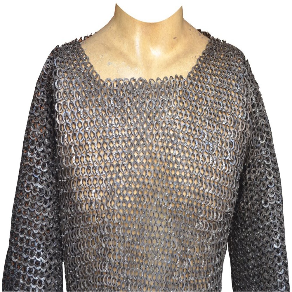 Chainmail Shirt Armor 9 MM Flat Riveted with Washer Medieval Armour SCA ABS (X-Large)