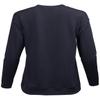 Casual Solid Long Sleeve Front Lace Up Neck French Terry Top Navy S view 2