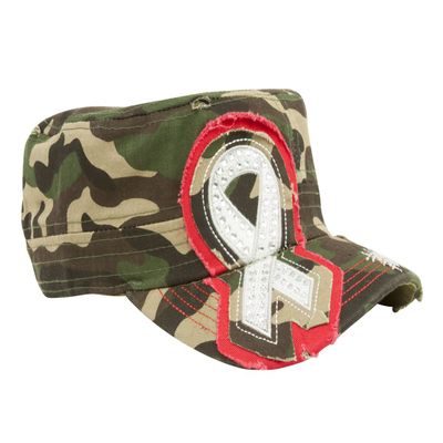 TOP HEADWEAR Distressed Style Adjustable Cadet Hat - Camouflage Ribbon