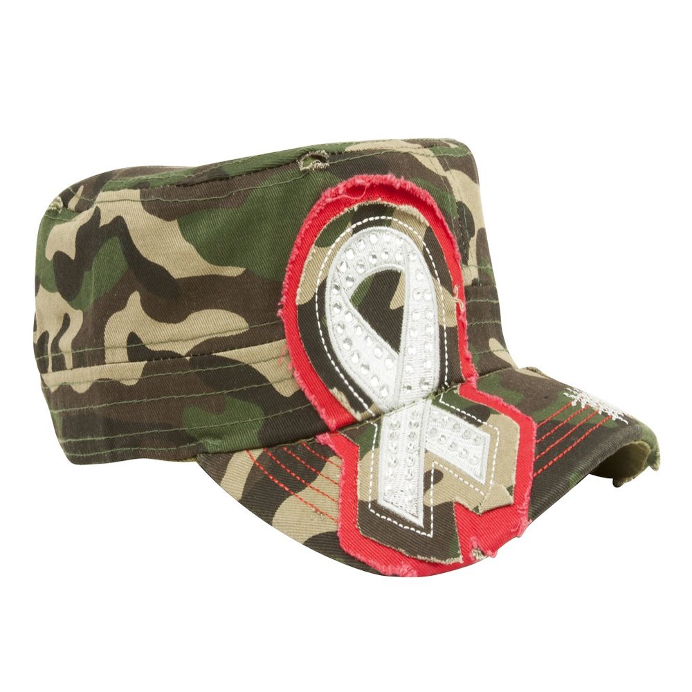 TOP HEADWEAR Distressed Style Adjustable Cadet Hat - Camouflage Ribbon