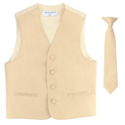 BOY'S Dress Vest & NeckTie Solid LIGHT BROWN Color Neck Tie Set size 12