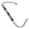 Neerupam collection Marvelous Multicolor Mixed Semi-Precious Real Gemstones Rhodium Plated Sterling Silver Bracelet for Women view 1