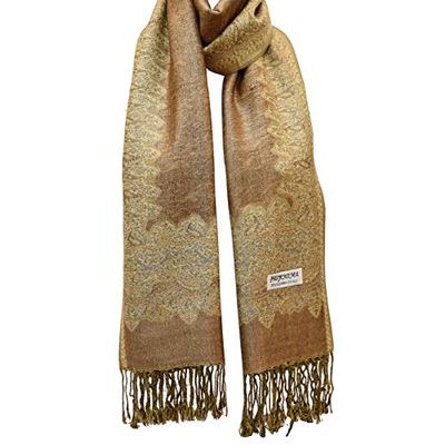 Flyingeagle Trade Double Side and Double Layered Reversible Pashmina Woven Shawl Scarf for Women (Beige)