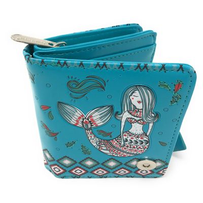 Shag Wear Mermaid Garden Small Zipper Women's Wallet (Teal)