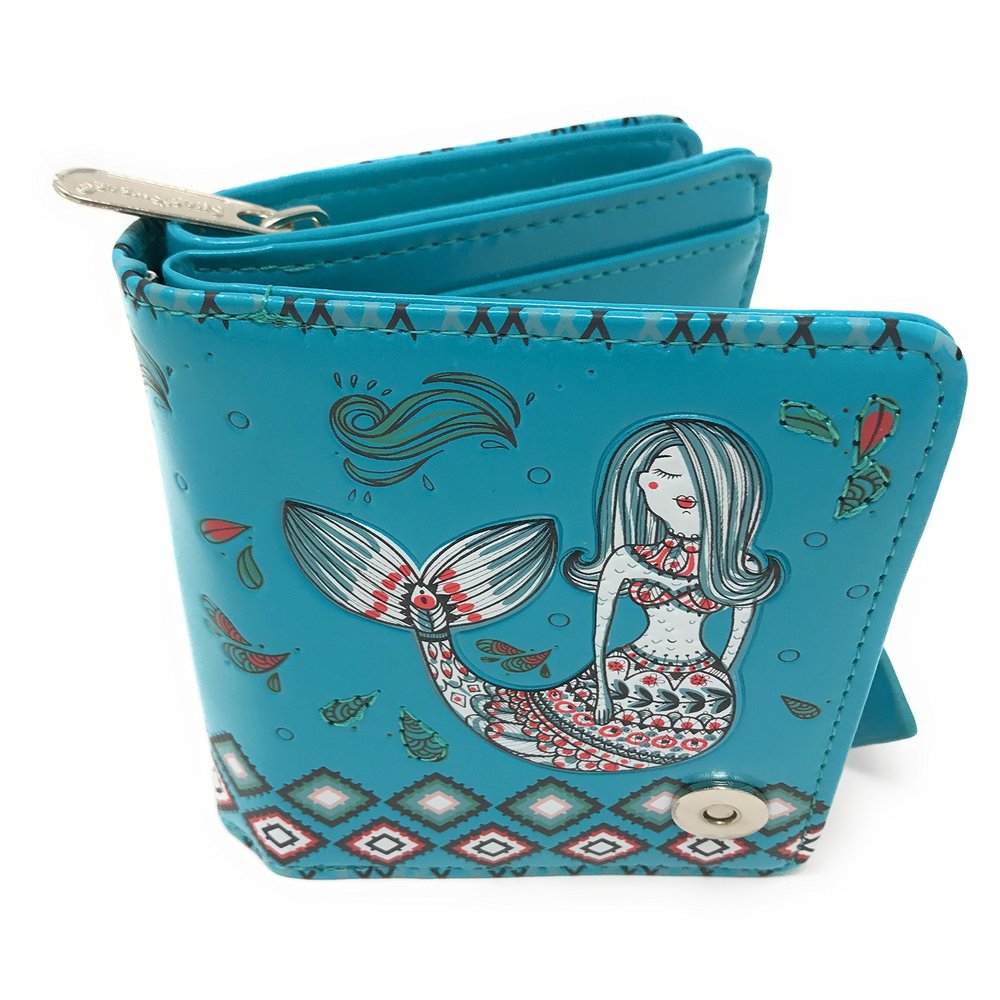 Shag Wear Mermaid Garden Small Zipper Women's Wallet (Teal)