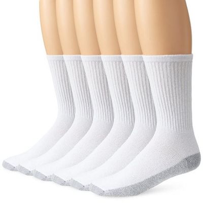 davido Mens Socks crew made in italy 100% cotton 8 pairs (10-13, white/bottom gray crew)