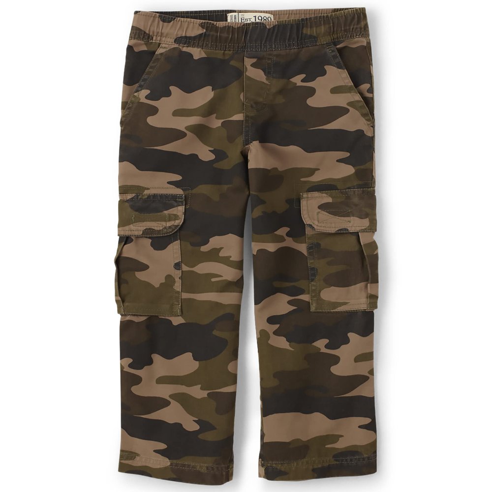 The Children's Place Boys Pull on Cargo Pants,Olive Camo Single,18