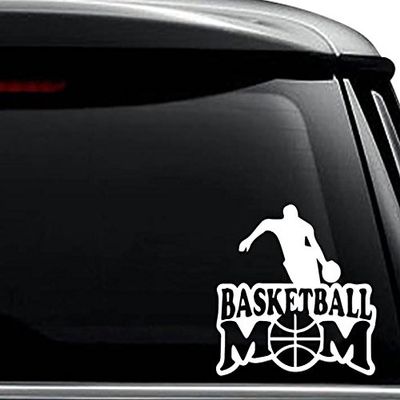 Basketball Mom Decal Sticker For Use On Laptop, Helmet, Car, Truck, Motorcycle, Windows, Bumper, Wall, and Decor Size- [20 inch] / [50 cm] Wide / Color- Gloss White