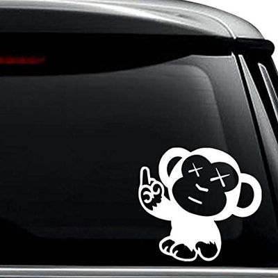 Bad Monkey Middle Finger Decal Sticker For Use On Laptop, Helmet, Car, Truck, Motorcycle, Windows, Bumper, Wall, and Decor Size- [6 inch] / [15 cm] Wide / Color- Gloss Black