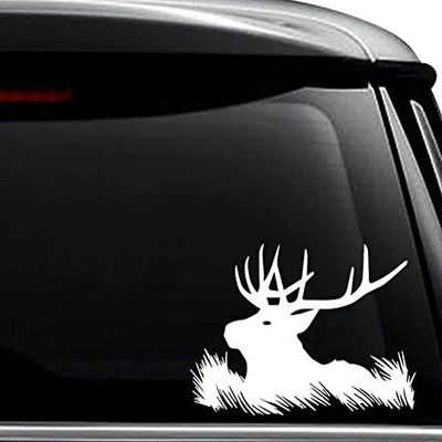 Elk Deer Buck Head Antler Decal Sticker For Use On Laptop, Helmet, Car, Truck, Motorcycle, Windows, Bumper, Wall, and Decor Size- [20 inch] / [50 cm] Wide / Color- Gloss White