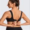 SYROKAN Front Adjustable Sports Bras for Women High Impact Wirefree Comfort No Bounce Support Workout Running Bra Black 40DD view 3