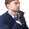 NappaNovum Men's Lambskin Leather Gloves with Warm Lining Classic Lambskin Winter Warm Touchscreen Gloves (M, Dark Brown Touch) view 3